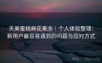 天美蜜桃麻花果冻｜个人体验整理：新用户最容易遇到的问题与应对方式