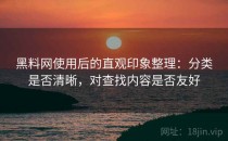 黑料网使用后的直观印象整理：分类是否清晰，对查找内容是否友好