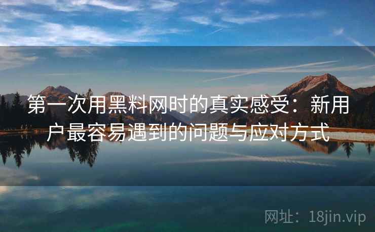 第一次用黑料网时的真实感受：新用户最容易遇到的问题与应对方式  第1张